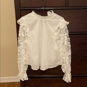 White lace sleeved blouse